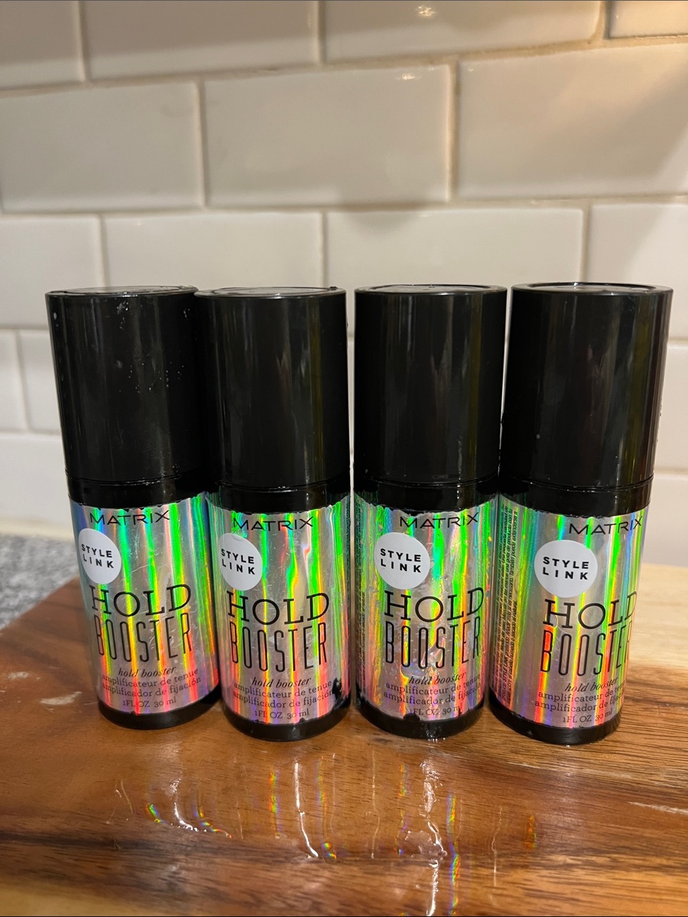 Matrix Style Link Hold Booster Bundle of 4 1oz Strong Hold Styling Enhancers